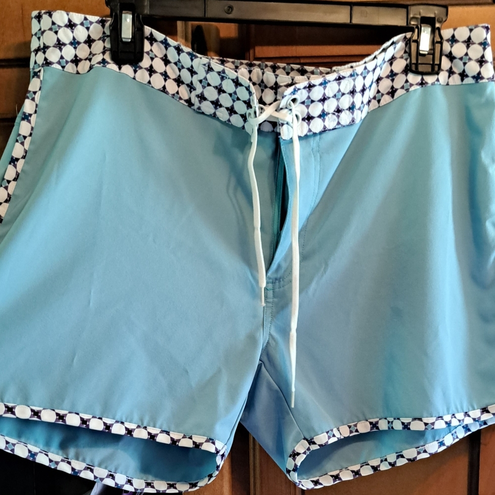 Ladies Ascend Shorts Teal With Blue/White Tie String Athletic 18.5 waist Large